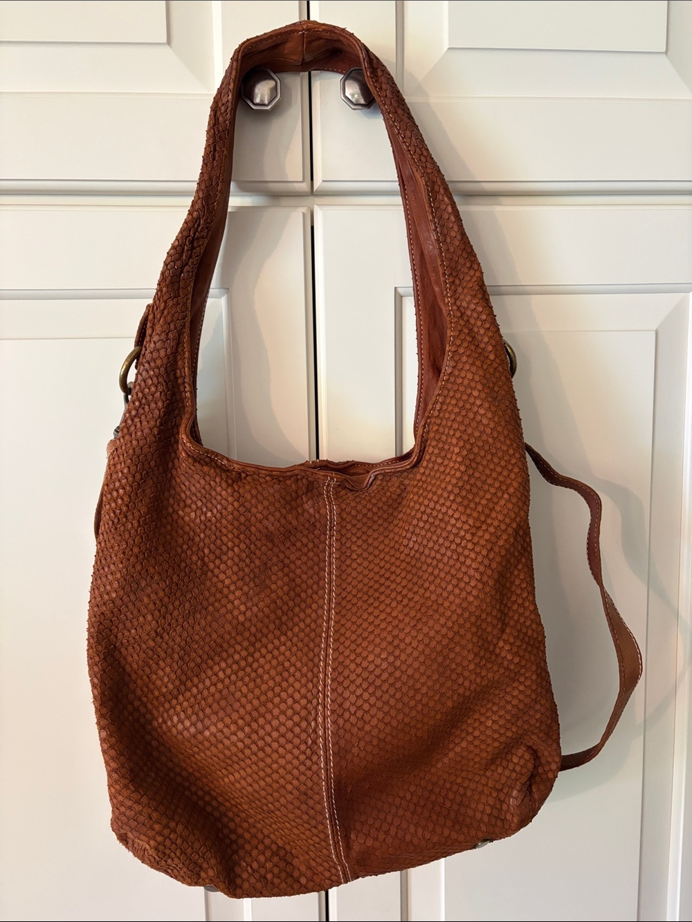 Classic Woven Leather Hobo Bag - Brown